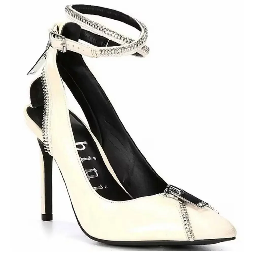 Gianni Bini Tatum Suede Zipper Detail Cut-Out White Pumps Size 5